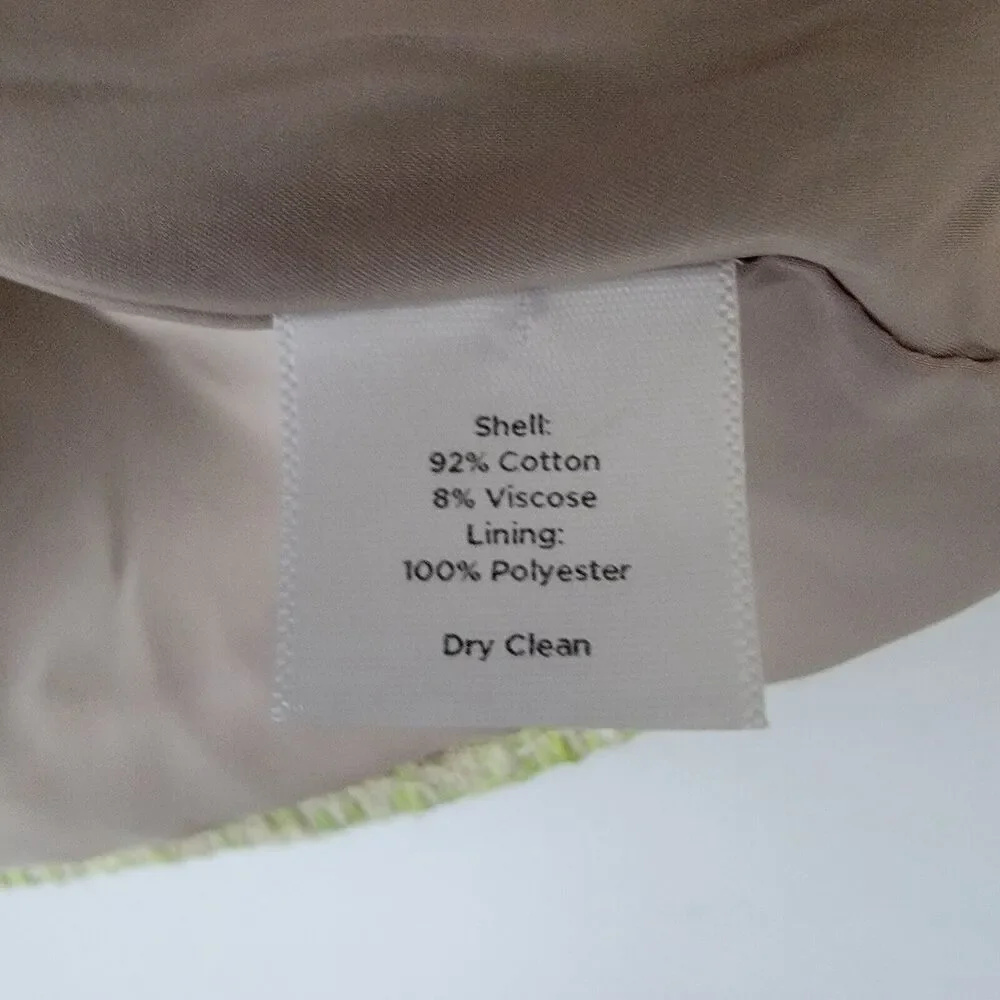 Talbots womens Lime Green Tweed Blazer SZ 18 pockets Single Button Fully Lined